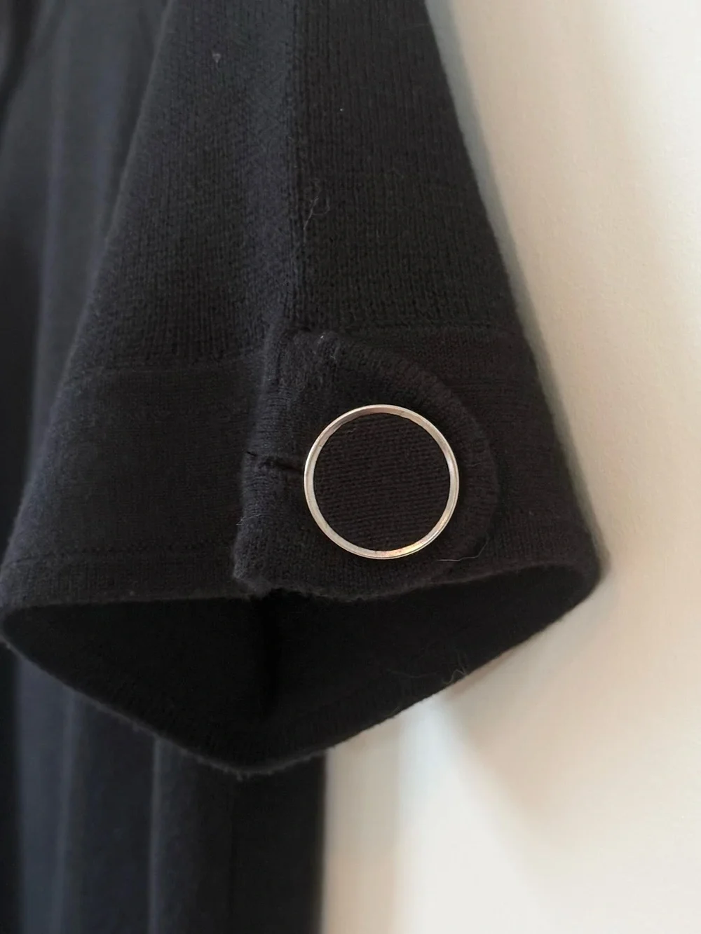 BANANA REPUBLIC Black Short Sleeve Structural Knit Sweater Blazer Dark Academia - Picture 3 of 11